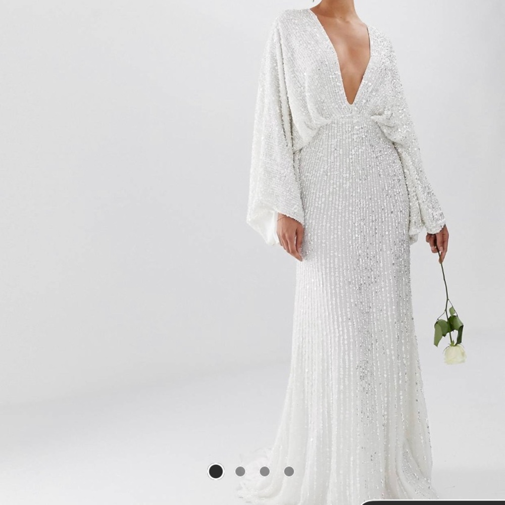 ASOS kimono sequin formal wedding dress ivory